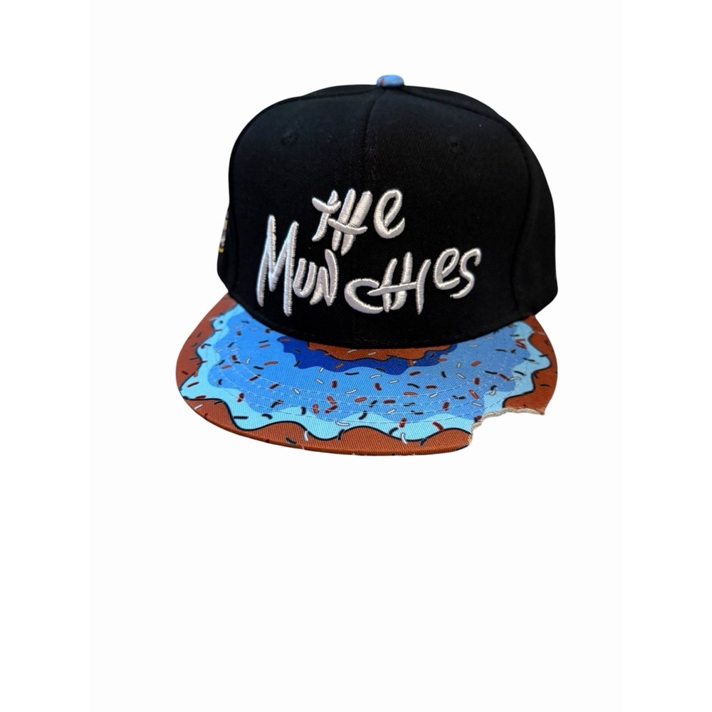 NEW mens snapback flat bill hat cap adjustable the‎ munches black blue donut
